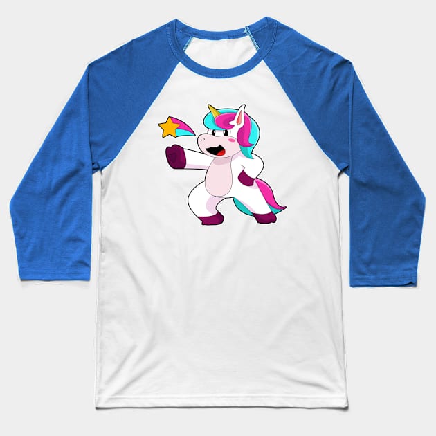 Unicorn with Star Baseball T-Shirt by Markus Schnabel